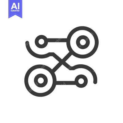 Aset desain premium: Interconnected Circles: Abstract Network Icon on White Background
