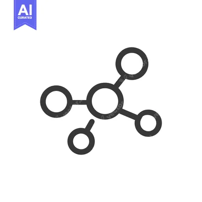 Aset desain premium: Molecular Structure Icon: Gray Circles Connected by Lines on White Bac