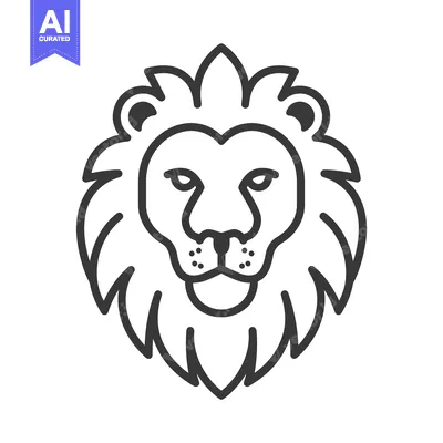 Premium design asset: A simple illustration of a lions face with bold outlines