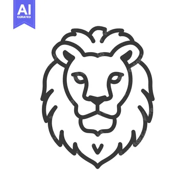 Aset premium populer: A symmetrical illustrated outline of a regal lion face