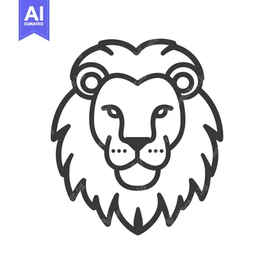 Popular premium asset: A simple illustration of a lion head with a full mane