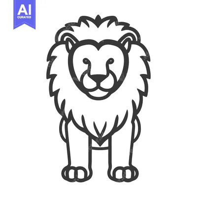 Premium design asset: Simple Front View Representation Of A Majestic African Lion