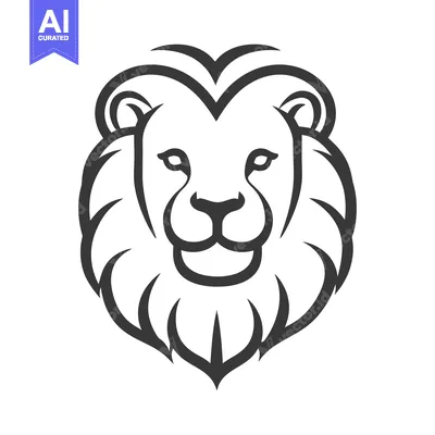 Premium design asset: A simple and elegant black and white lion head illustration