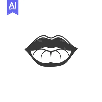 Aset desain premium: Simplified black and white illustration of open human mouth