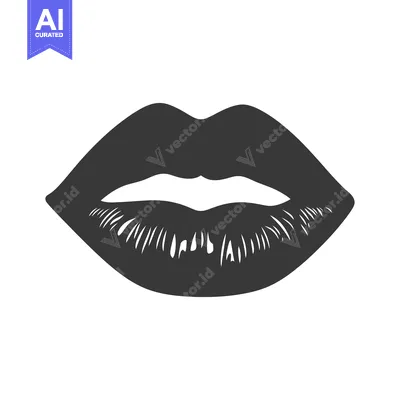Aset desain premium: A simplified illustration of a pair of dark shaded lips