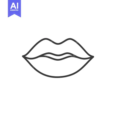 A simple black and white line drawing of open human lips