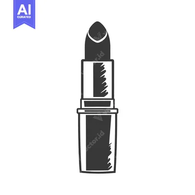 Aset desain premium: A simple black and white illustration of lipstick against a white back