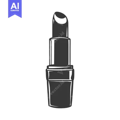 Aset desain premium: A dark monochromatic drawing of a lipstick on white background