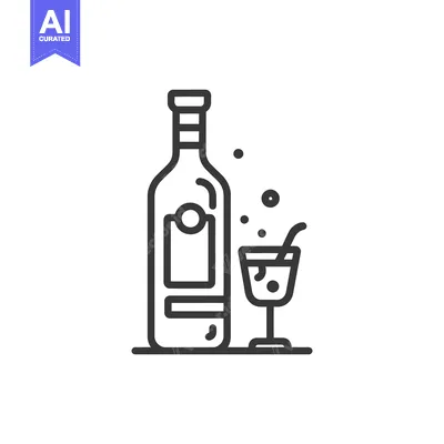 Popular premium asset: Minimalist Line Art: Wine Bottle and Cocktail Glass Icon