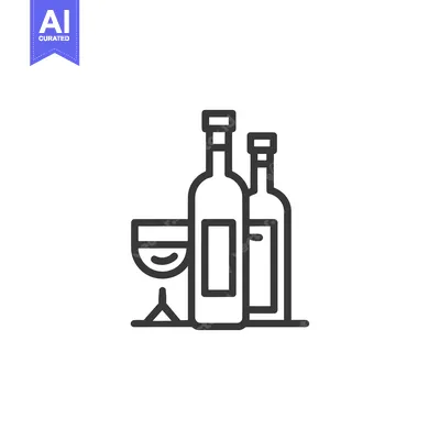 Aset desain premium: Minimalist Wine Still Life: Two Bottles and Glass Icon
