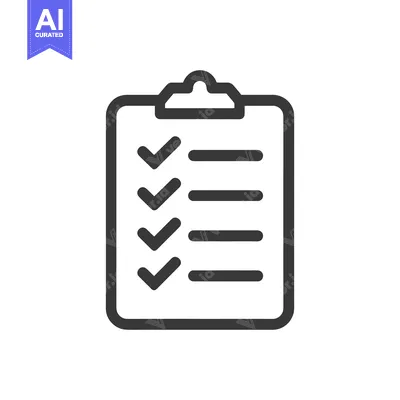 Aset premium populer: Completed Checklist Icon: Dark Gray Clipboard with Checkmarks and Line