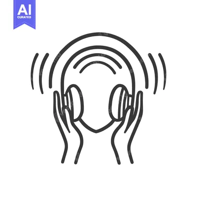 Aset desain premium: A simple monochrome line drawing depicting sound and music