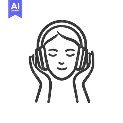 Aset premium populer: A woman listening to music wearing large headphones is shown