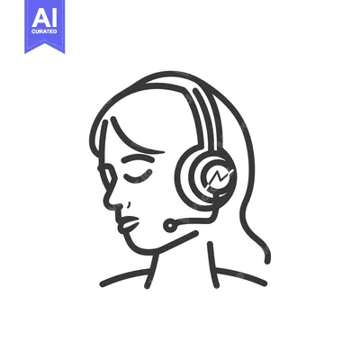 Popular premium asset: A person wearing a headset with microphone for communication service