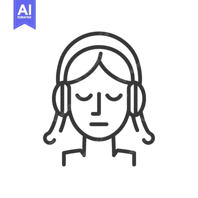 Aset desain premium: A woman wearing headphones with eyes closed in a relaxed state