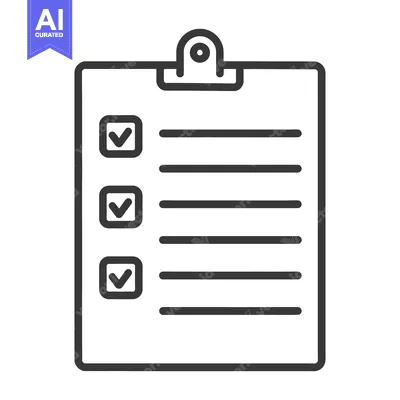 Aset desain premium: A clipboard icon with a checklist showing completed tasks