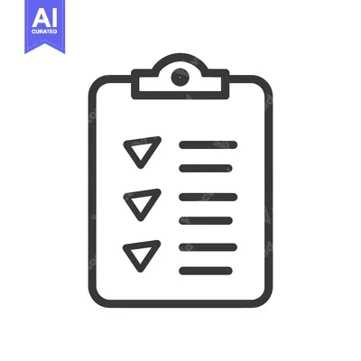 Premium design asset: Minimalist Clipboard Icon with Checkmarks and Lines on White Backgroun