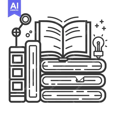 Premium design asset: A stack of books with an open book and an idea