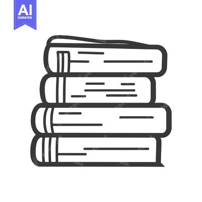 Aset premium populer: A stylized black and white illustration of stacked books