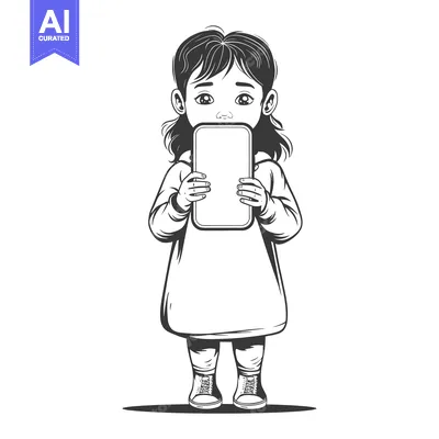 Popular premium asset: Little Girl Holding a Smartphone with a Blank Screen