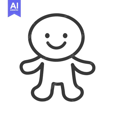 Aset desain premium: Simple drawing of a happy human character with arms and legs