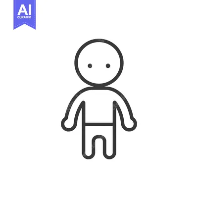 Aset desain premium: Simplified line drawing of a human figure standing upright