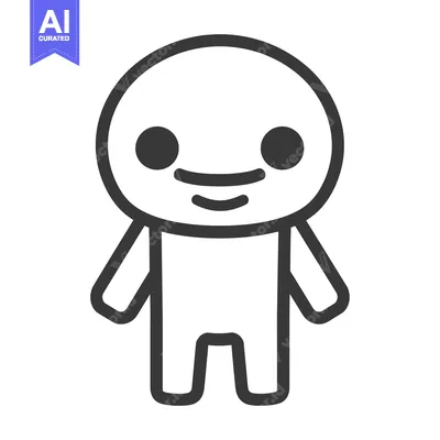 Premium design asset: A simple stylized human figure with a smiling expression