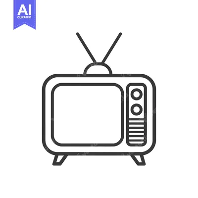 Retro Television Icon: Bold Outline, Antennae, and Classic Design