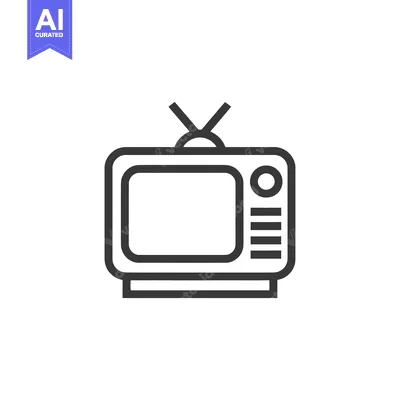 Aset premium populer: Retro Television Icon: Minimalist Design with Antenna and Buttons