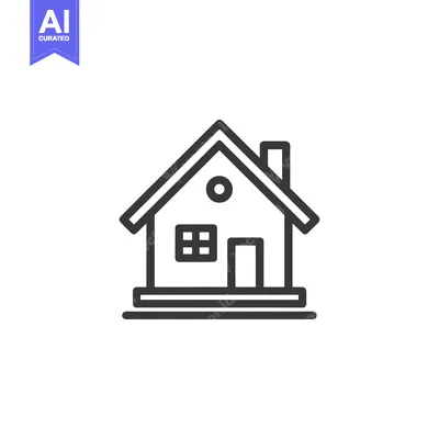 Aset premium populer: Minimalist House Icon: Simple Line Art with Chimney and Window Detail
