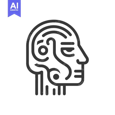 Minimalist Robot Head Icon: Futuristic AI, Bold Line Art Design