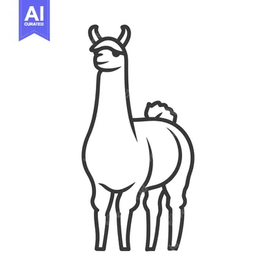 Aset premium populer: A simplified vector illustration depicting a standing llama animal
