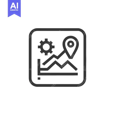 Aset premium populer: Data Analysis Icon: Gear, Graph, and Location Pin in Rounded Square