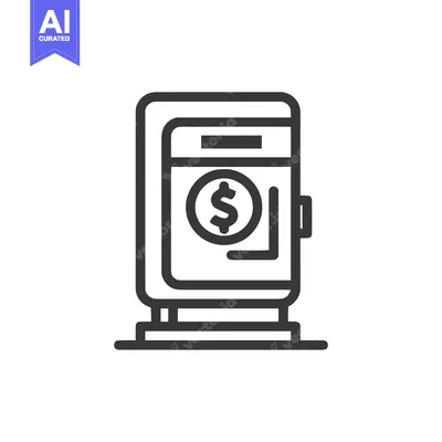 Aset desain premium: Minimalist ATM Icon: Bold Outline, Dollar Symbol, Financial Access