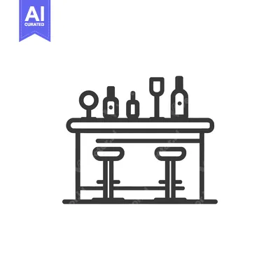 Popular premium asset: Minimalist Bar Icon: Bottles, Glass, and Stools in Line Art Style