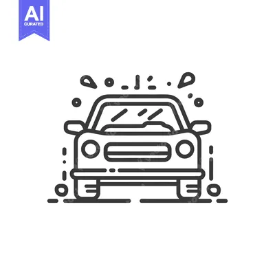 Aset desain premium: Car Wash Icon: Modern Vehicle with Bubbles, Cleanliness Concept, Line
