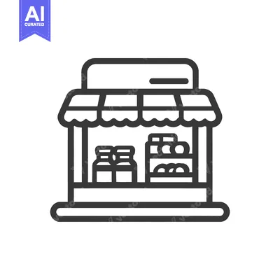 Popular premium asset: Minimalist Market Stall Icon with Jars and Goods Displayed
