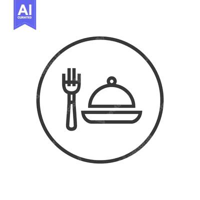 Aset premium populer: Minimalist Food Icon: Fork and Covered Dish in Circle Outline