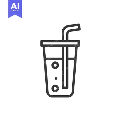 Popular premium asset: Soda Cup Icon: Minimalist Line Art with Bubbles and Straw