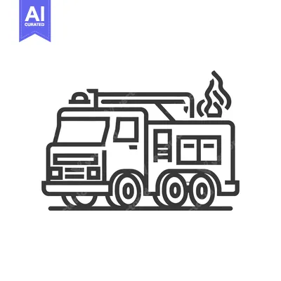 Premium design asset: Bold Line Art: Fire Truck with Ladder and Flames Icon