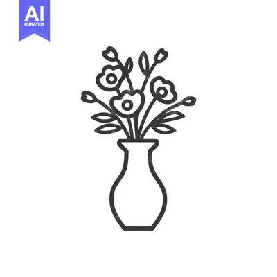 Aset premium populer: Minimalist Flower Bouquet in Vase Outline Icon Design