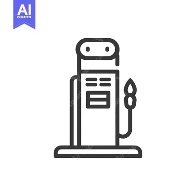 Aset desain premium: Minimalist Gas Pump Icon: Clean Line Art Illustration on White