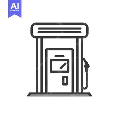 Premium design asset: Minimalist Gas Station Icon: Fueling Station Outline on White Backgrou