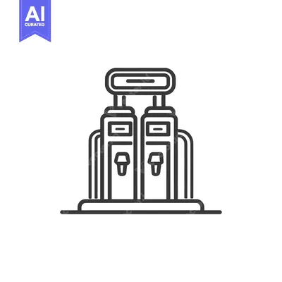 Aset desain premium: Minimalist Line Art: Double Fuel Pump Icon on White Background