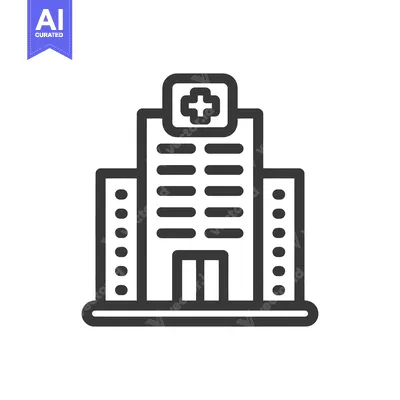 Aset desain premium: Minimalist Hospital Icon: Bold Outline, Modern Design, Healthcare Symb