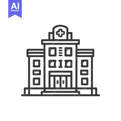 Aset desain premium: Minimalist Hospital Icon: Clean Line Art, Modern Design