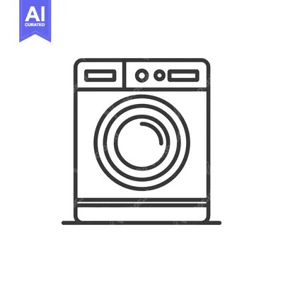Aset premium populer: Minimalist Washing Machine Icon: Clean Laundry Appliance Illustration