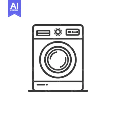 Aset premium populer: Minimalist Washing Machine Icon: Clean Laundry Appliance Outline