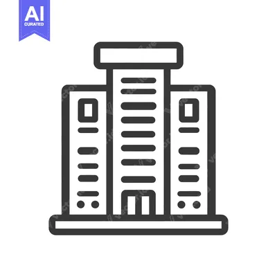 Aset premium populer: Minimalist Building Icon: Modern Architecture with Clean Lines and Bol