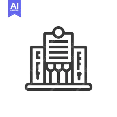 Real Estate Document: Building Icon with Contract and Keyhole Detail